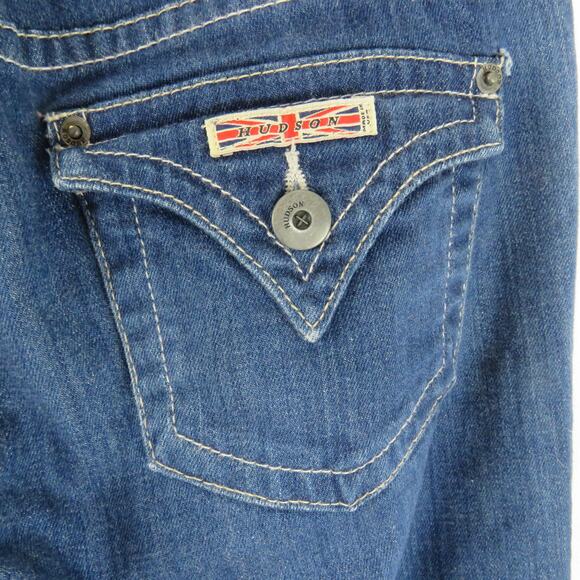 Y2k Hudson Designer Jeans Flared Leg Jeans Size 27 Pocket Detail Retro - Picture 7 of 8